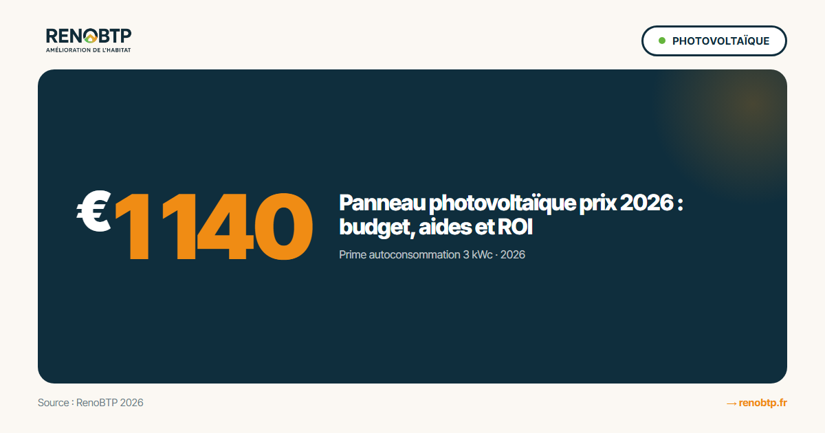 Panneau photovoltaïque prix 2026 : budget, aides et ROI